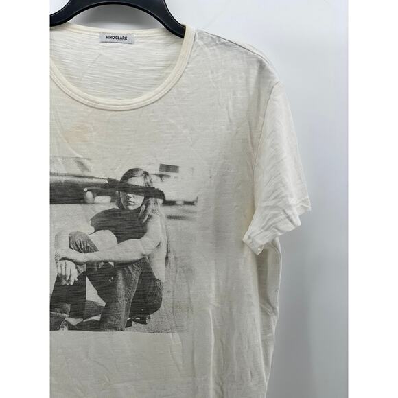 HIRO CLARK Men's White-Black Graphic Crewneck Short Sleeve Casual T-Shirt SZ M - Picture 3 of 12